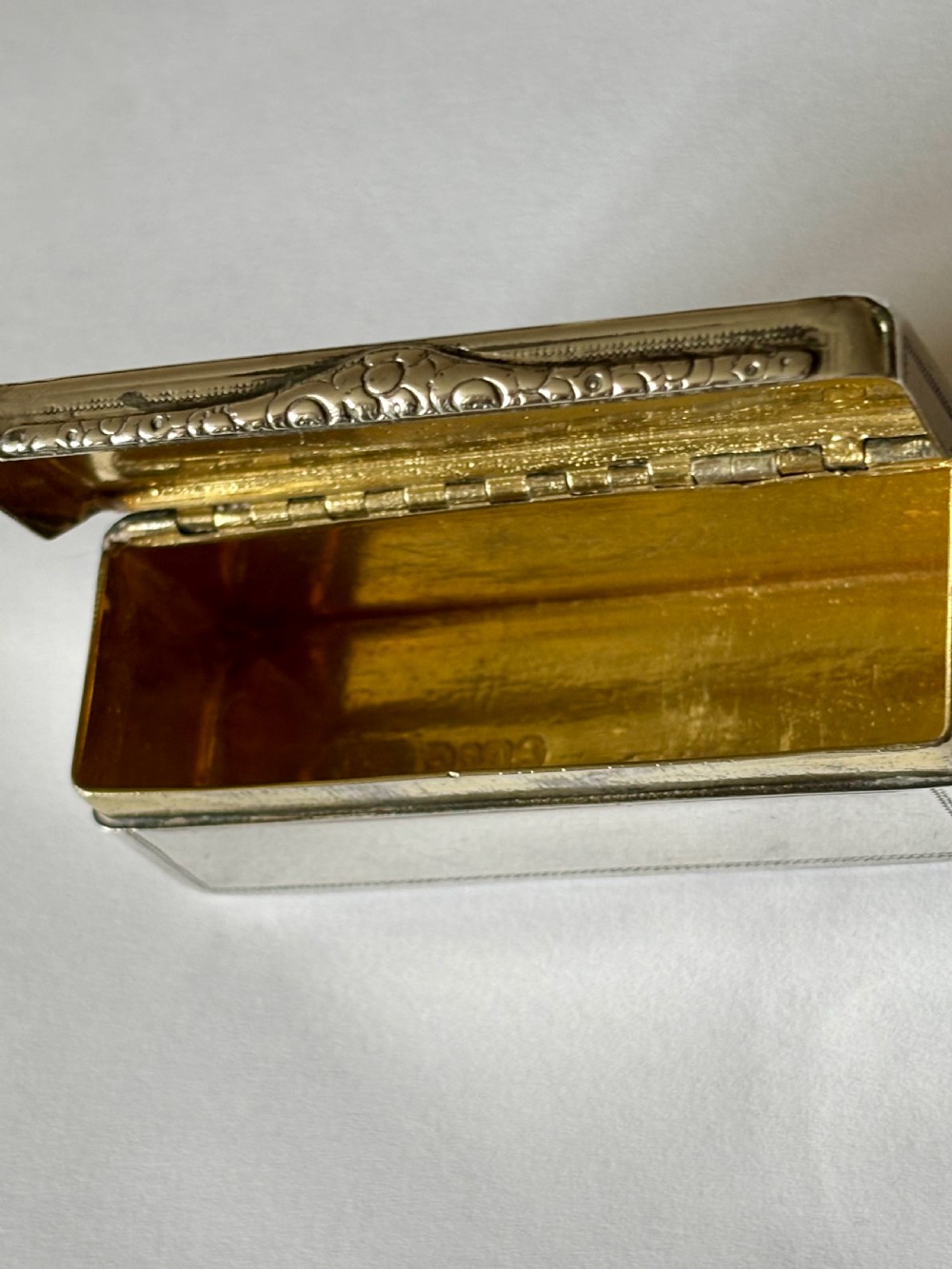 Silver gilt George IV Oblong Snuff Box Rawlings Summers London 1828 View XIII