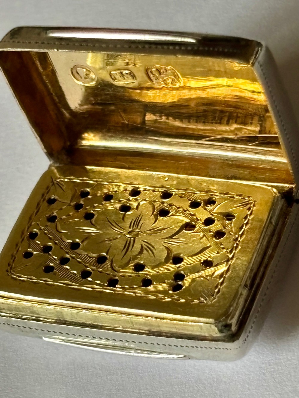 Silver Gilt Early Victorian Vinaigrette Birmingham 1844 Edward Smith View XI