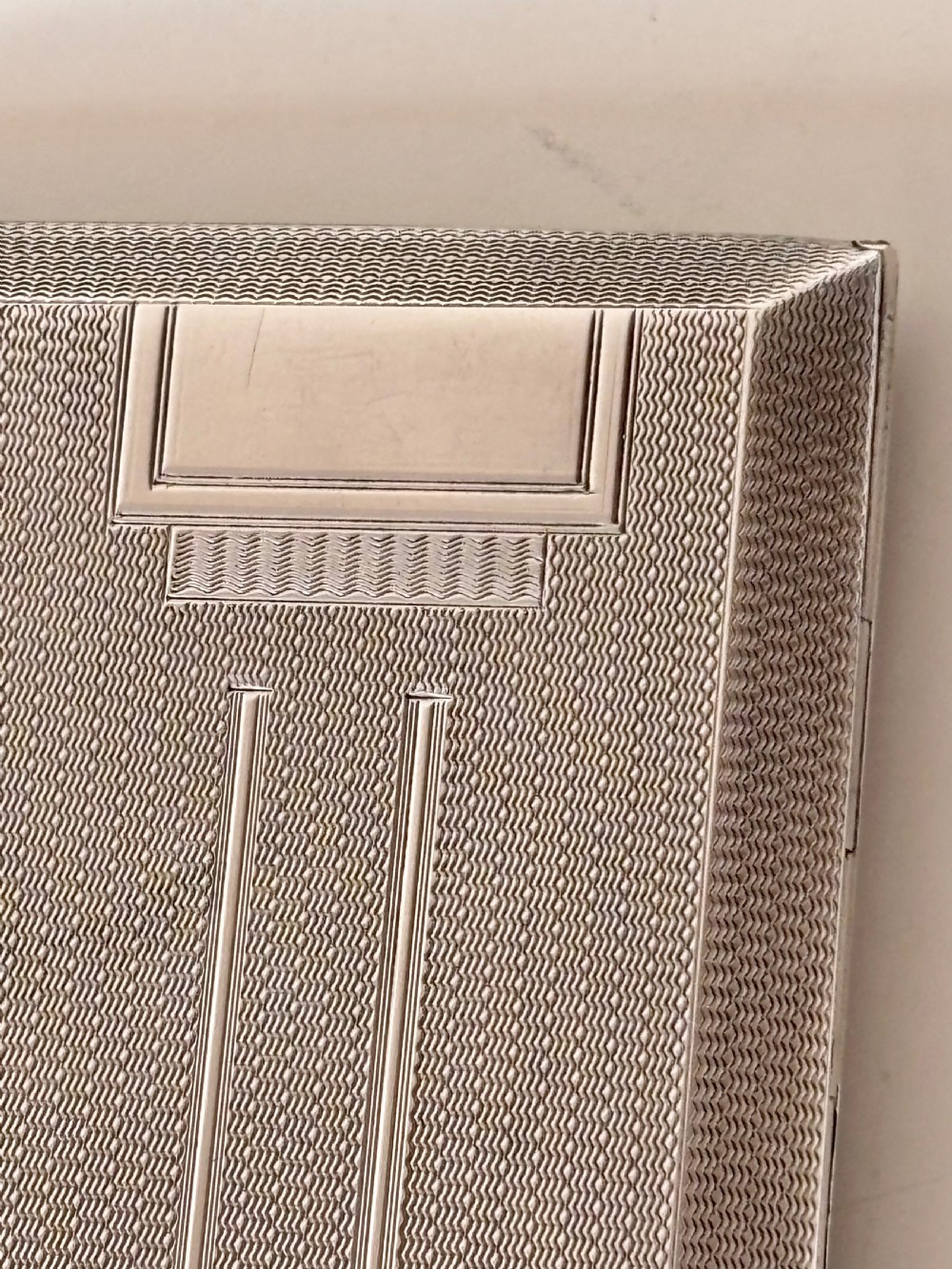 Art deco Silver Card Cigarette Case Birmingham 1929 William Base & Sons View II