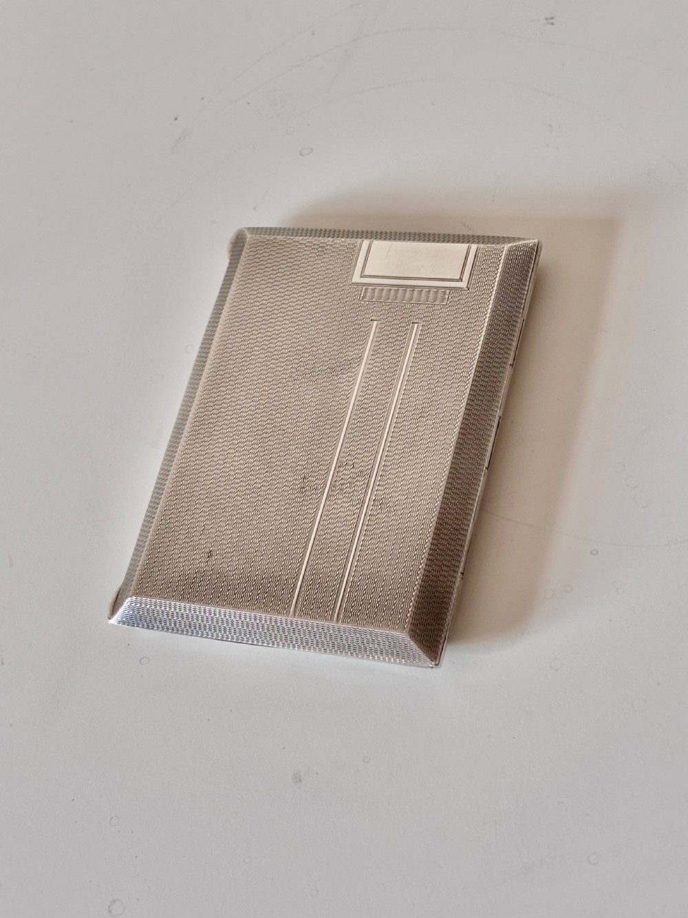 Art deco Silver Card Cigarette Case Birmingham 1929 William Base & Sons View III