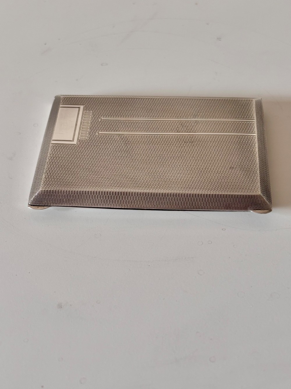 Art deco Silver Card Cigarette Case Birmingham 1929 William Base & Sons View IV