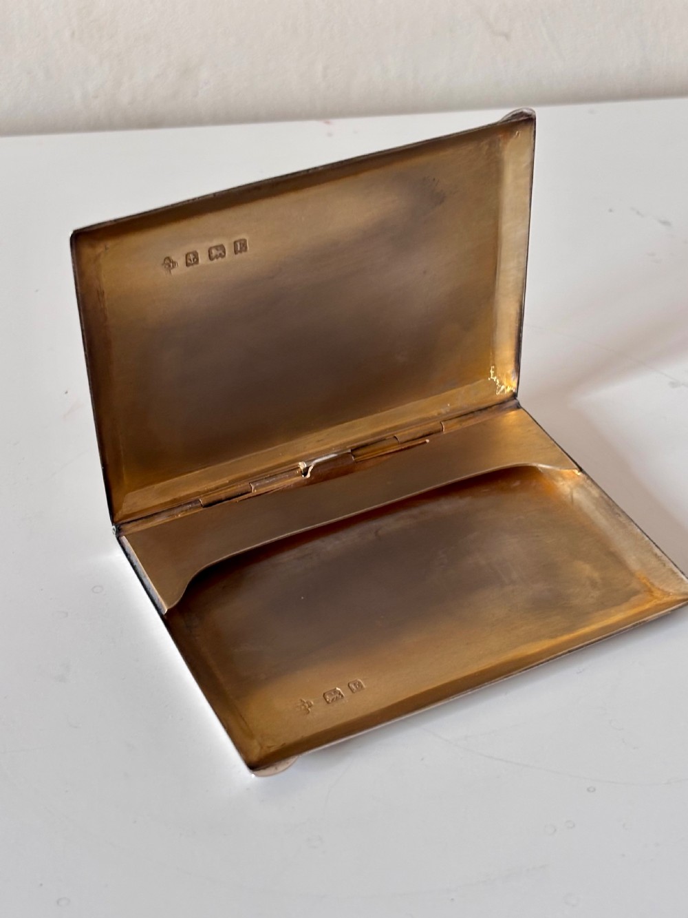 Art deco Silver Card Cigarette Case Birmingham 1929 William Base & Sons View VI