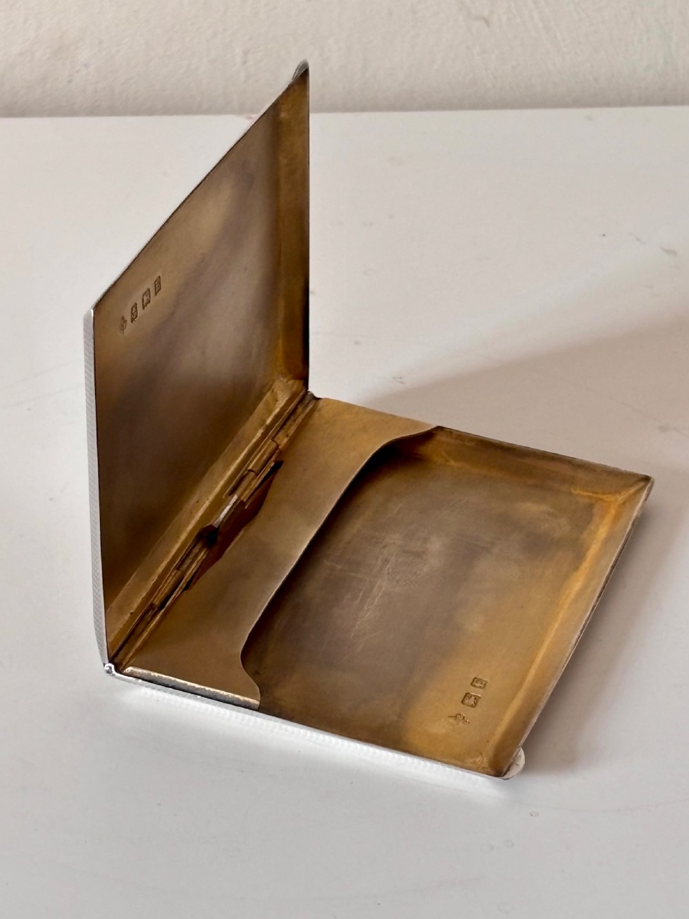 Art deco Silver Card Cigarette Case Birmingham 1929 William Base & Sons View IX