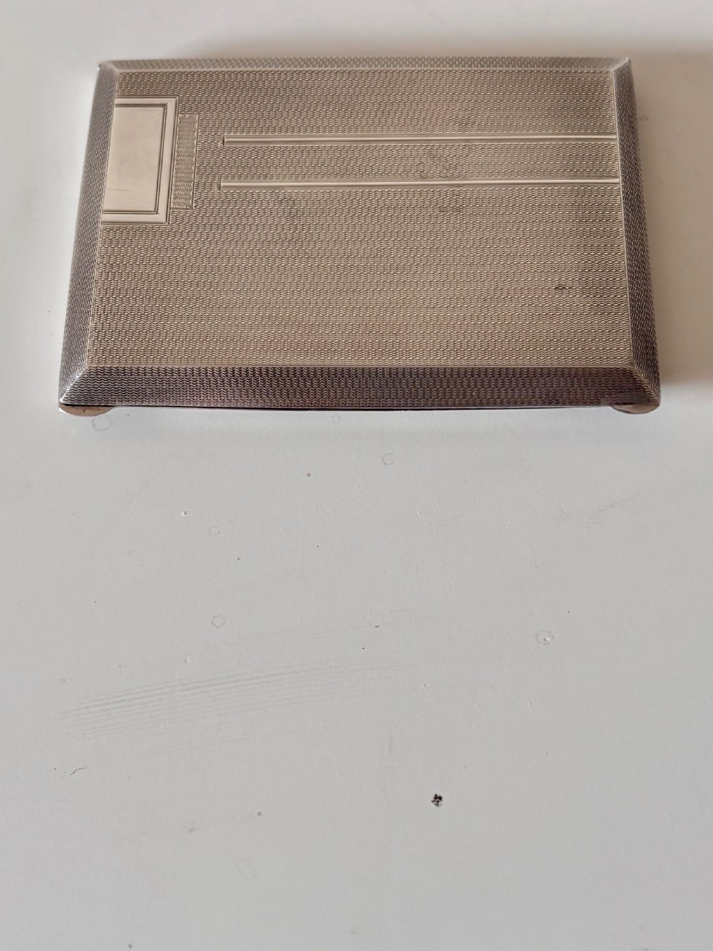 Art deco Silver Card Cigarette Case Birmingham 1929 William Base & Sons View XI