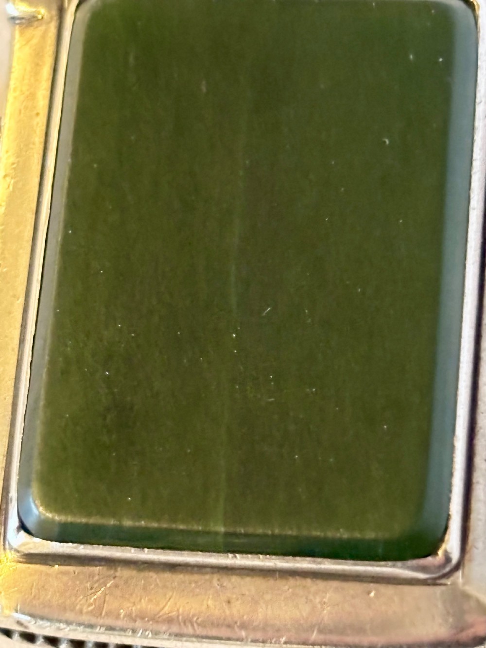 George V Silver Vesta Case with Green Agate Panel Smith & Bartlam Chester 1913 View IV