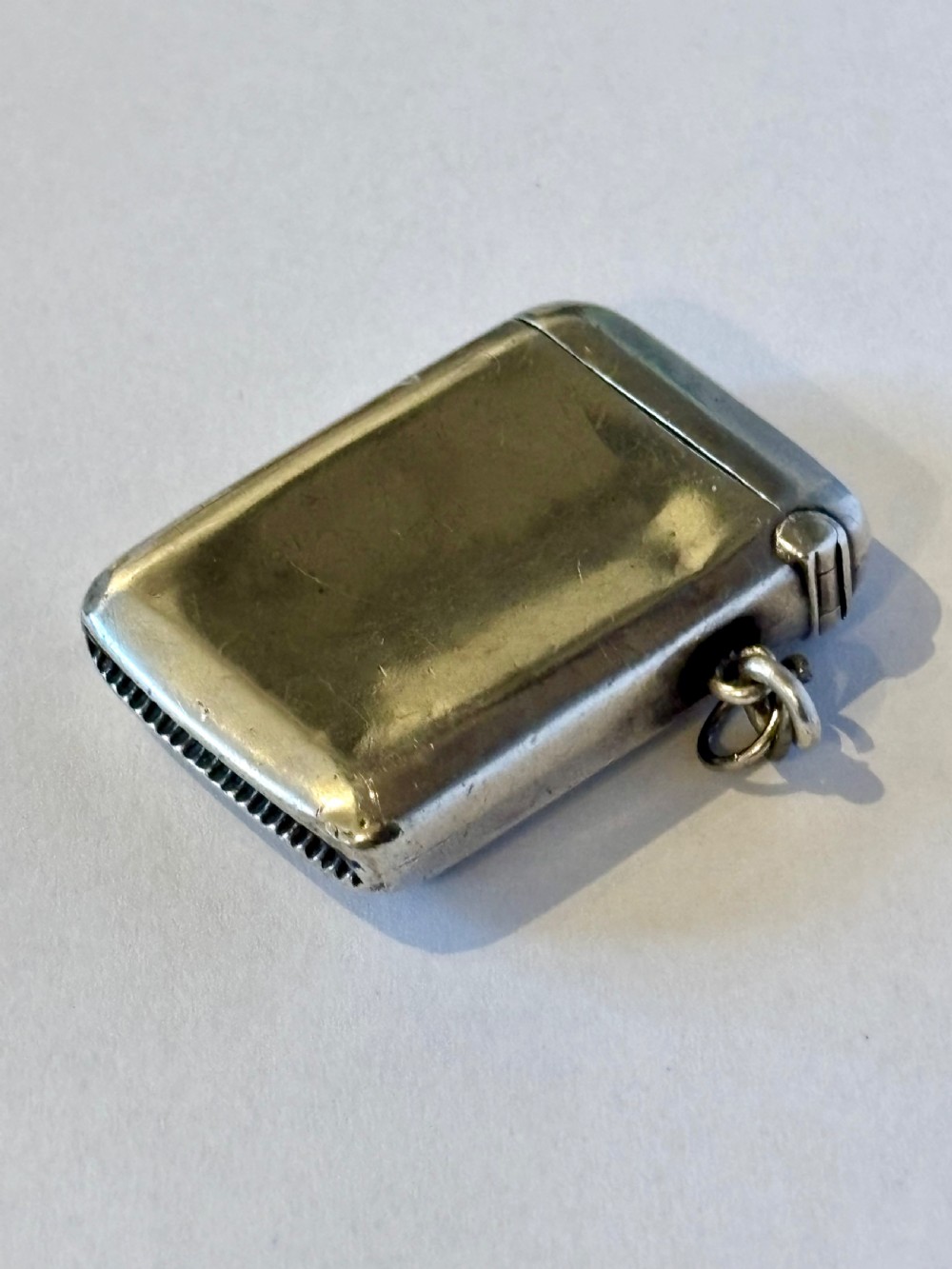 George V Silver Vesta Case with Green Agate Panel Smith & Bartlam Chester 1913 View VI