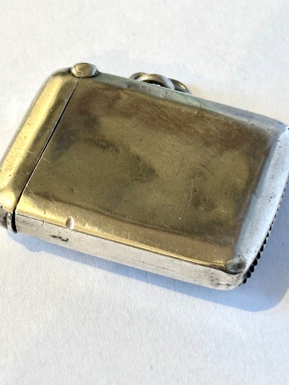 George V Silver Vesta Case with Green Agate Panel Smith & Bartlam Chester 1913 View XII