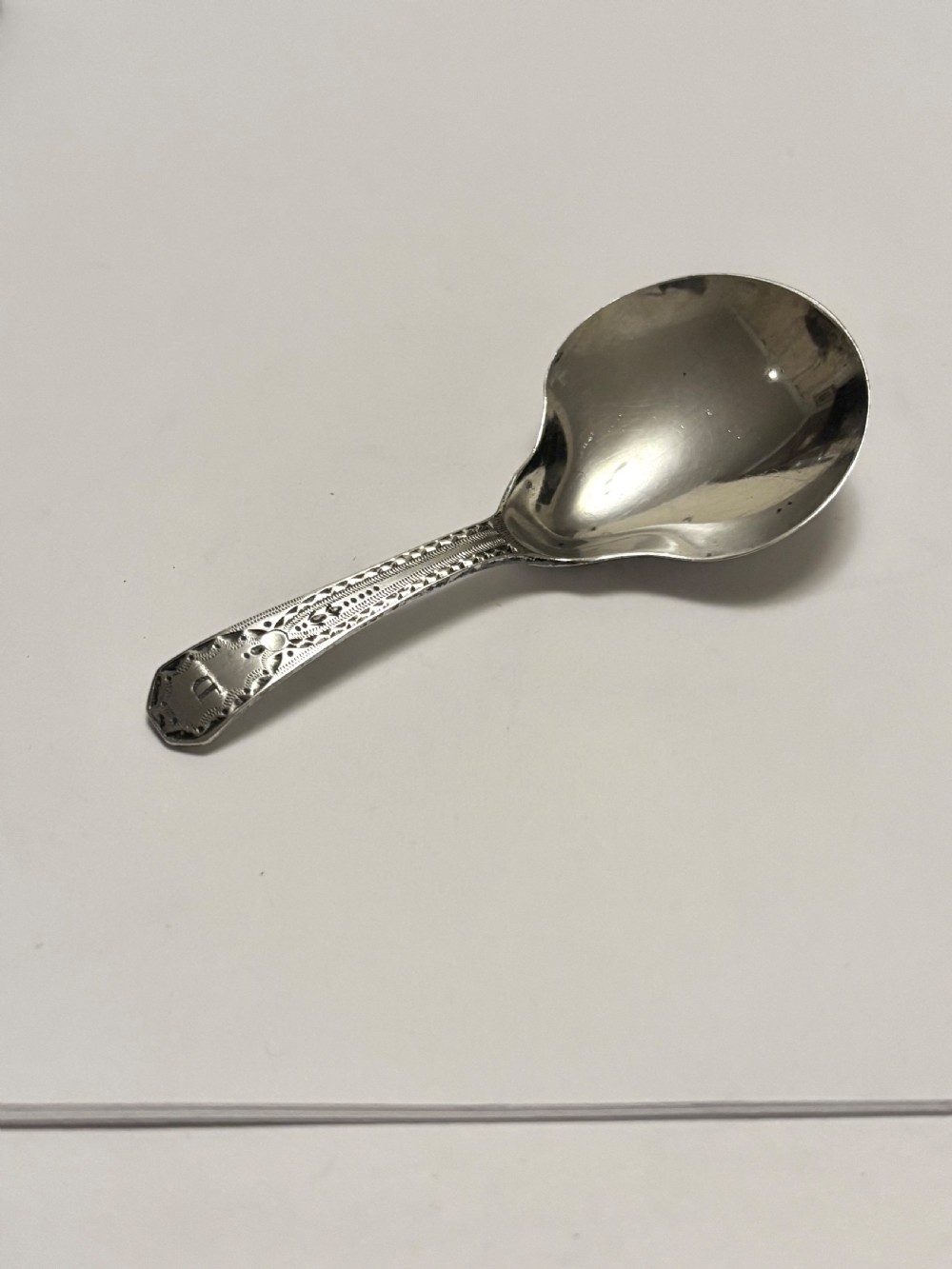 George III Silver Caddy Spoon Thomas Wallis II London 1796