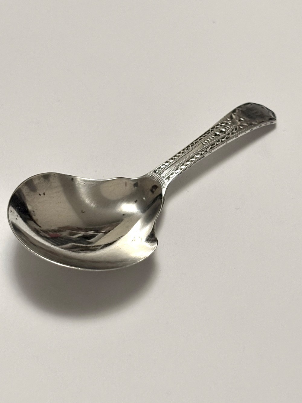 George III Silver Caddy Spoon Thomas Wallis II London 1796 View VII