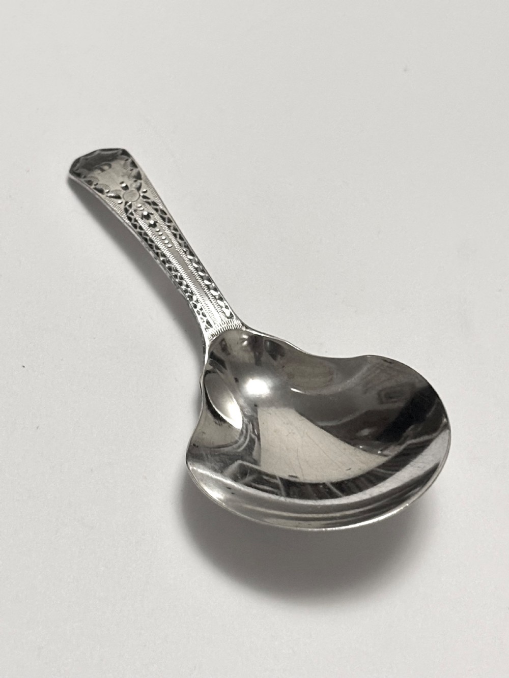 George III Silver Caddy Spoon Thomas Wallis II London 1796 View VIII