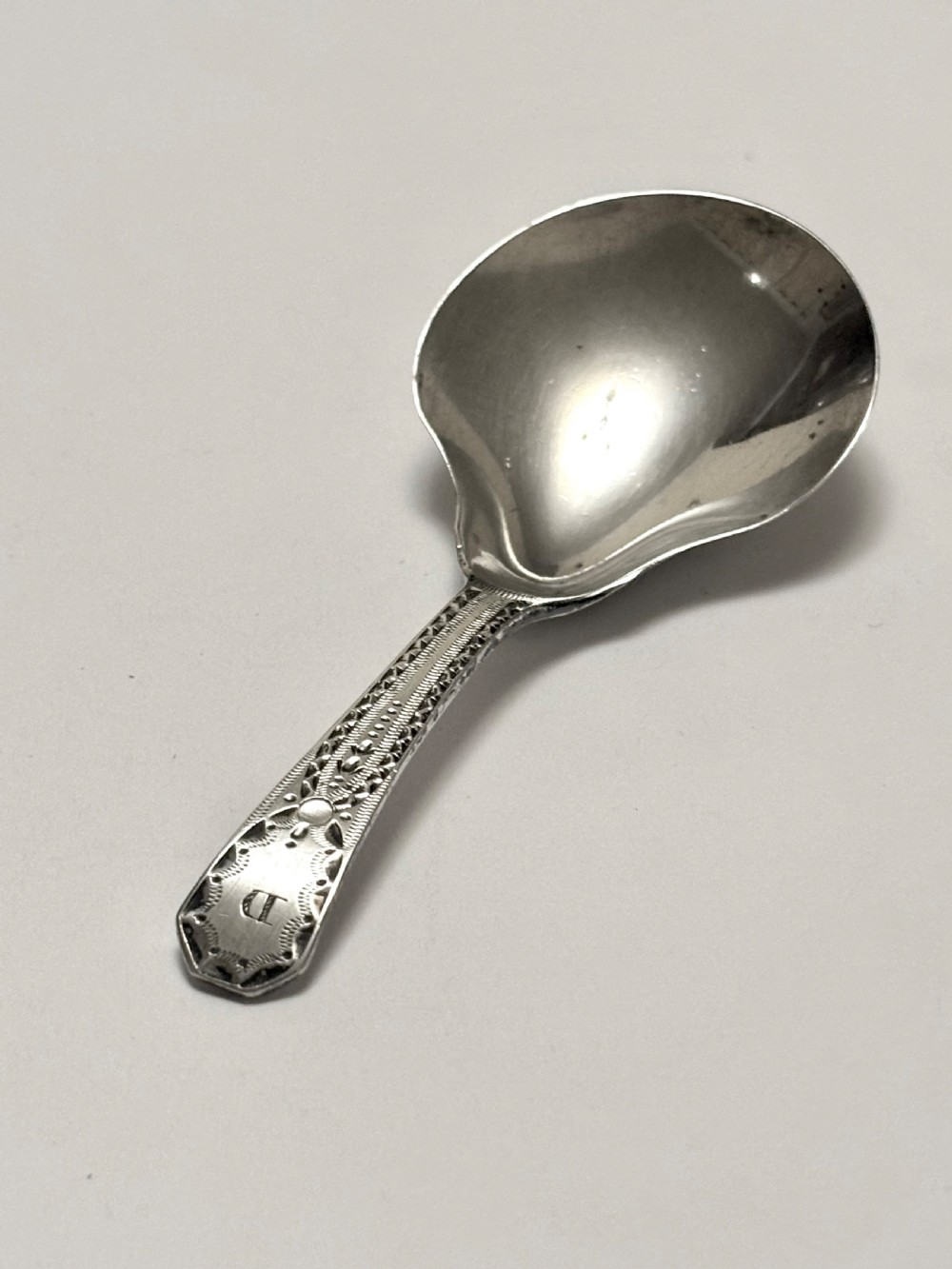 George III Silver Caddy Spoon Thomas Wallis II London 1796 View IX