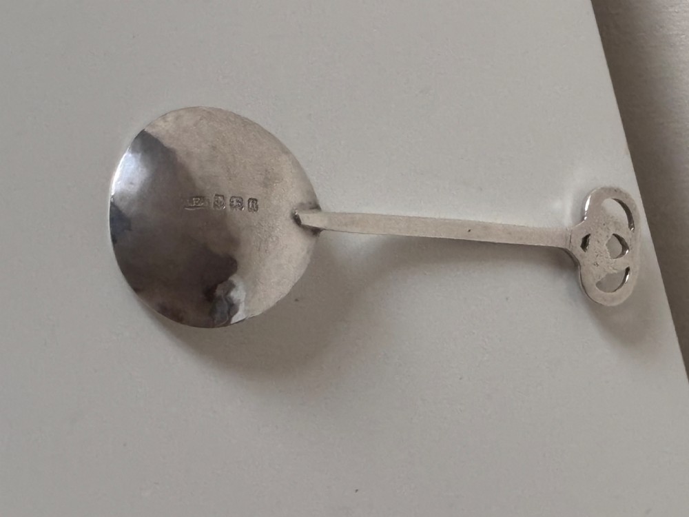 Antique Silver Arts & Crafts A E Jones 1919 Spoon Hammered Bowl View V