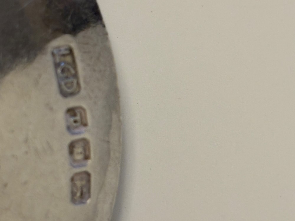 Leslie Gordon Durbin Silver Spoon London 1950 with Reeded Handle & Scroll Finial View VI