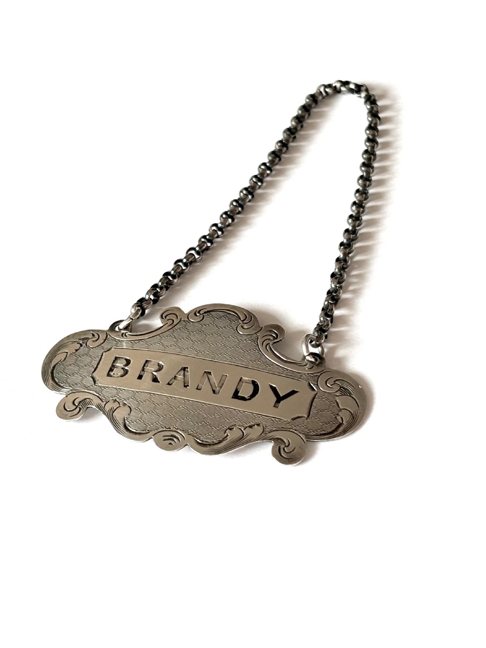 Victorian Silver Decanter Label BRANDY by Nathaniel Mills Birmingham 1852 View V