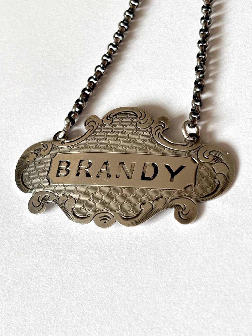 Victorian Silver Decanter Label BRANDY by Nathaniel Mills Birmingham 1852 View VI