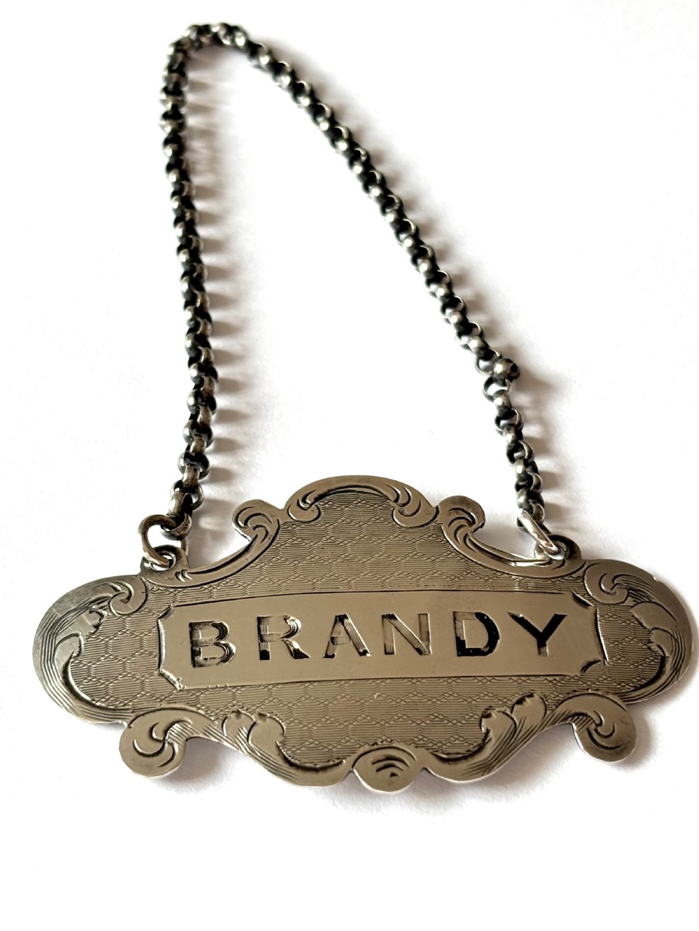 Victorian Silver Decanter Label BRANDY by Nathaniel Mills Birmingham 1852 View VIII