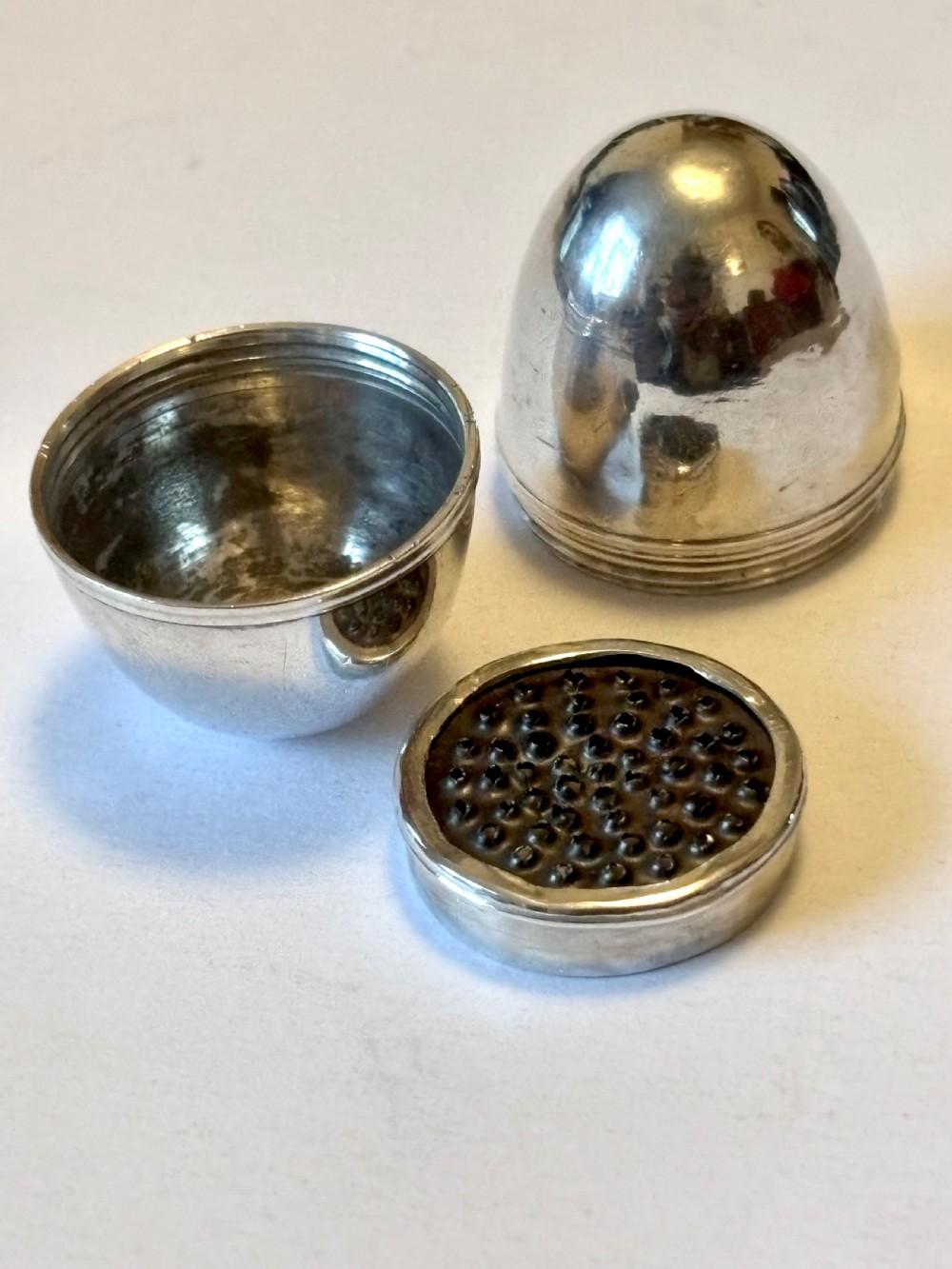 George III Silver Egg Shaped Nutmeg Grater Birmingham 1791 Samuel Meriton II View V