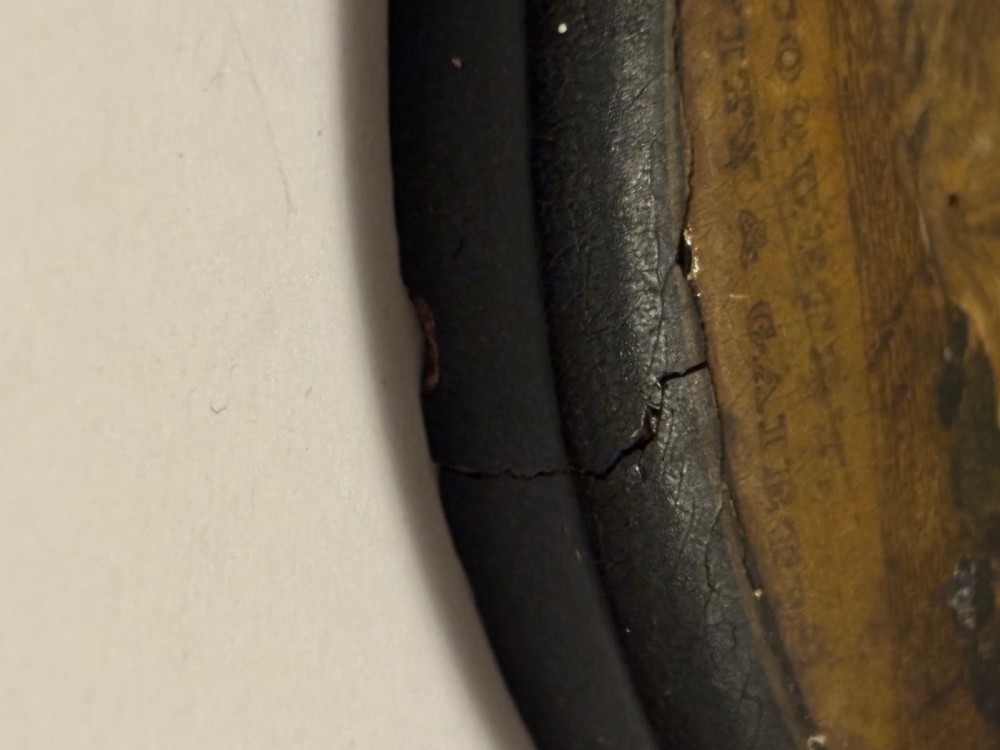 A 19th Century Circular Papier Mache Snuff Box Printed Coquette Gravity Gaiety View X