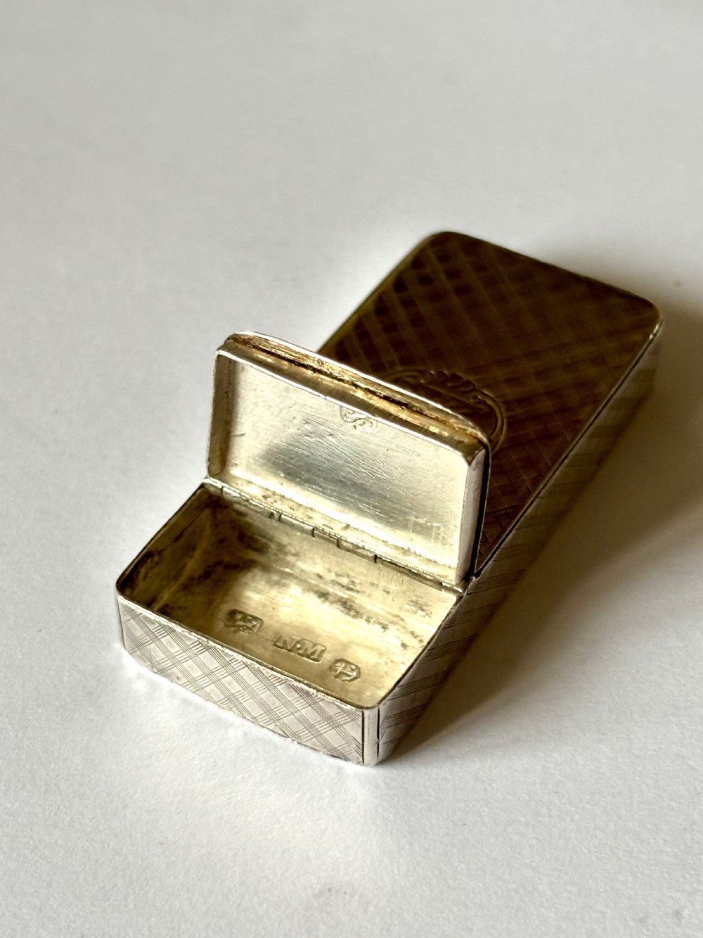 Antique Silver Victorian Double Compartment Snuff Vesta Nathaniel Mills 1848 View VI