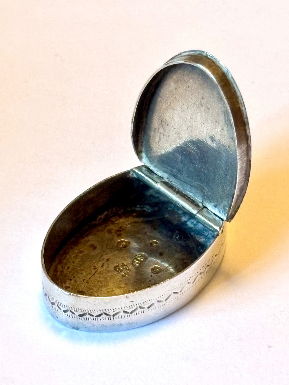 George III Sterling Silver Patch Box Birmingham 1791 Samuel Pemberton View III