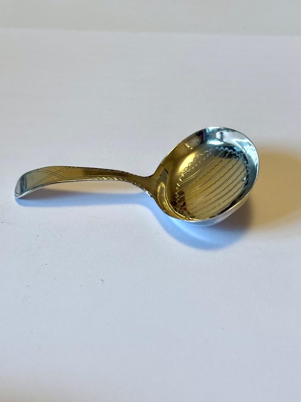 George III Silver Bright-cut Caddy Spoon Joseph Taylor Birmingham 1796 View X