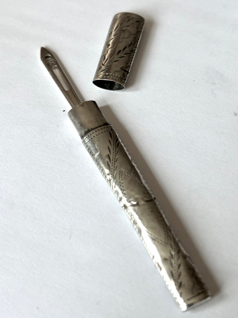 George III Sterling Silver Needle Case & Bodkin both Samuel Pemberton c1792 View II