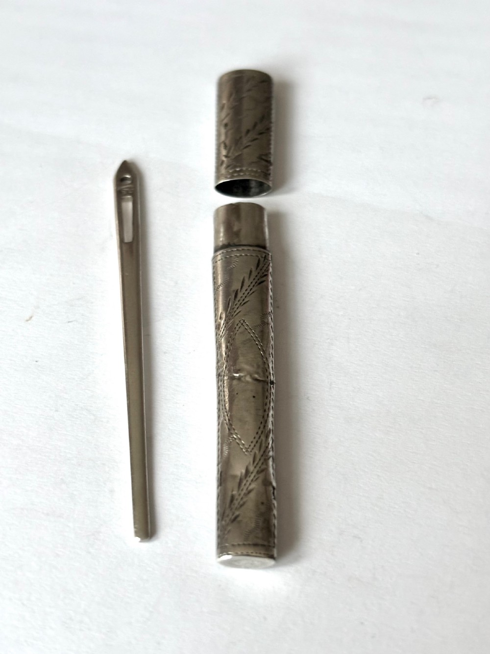 George III Sterling Silver Needle Case & Bodkin both Samuel Pemberton c1792 View VI