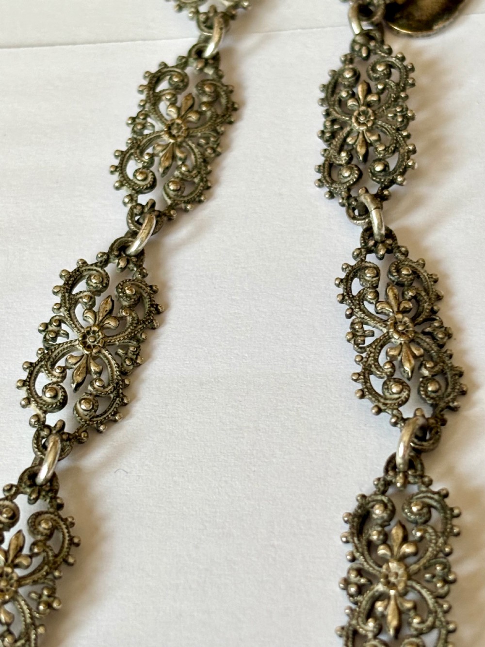 Victorian 19th Century Silver Plated Chatelain Floral Motifs Head Of Viking View IV