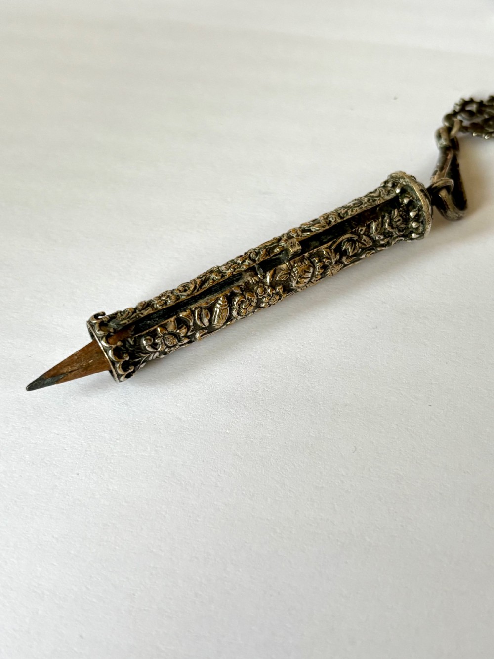 Victorian 19th Century Silver Plated Chatelain Floral Motifs Head Of Viking View V