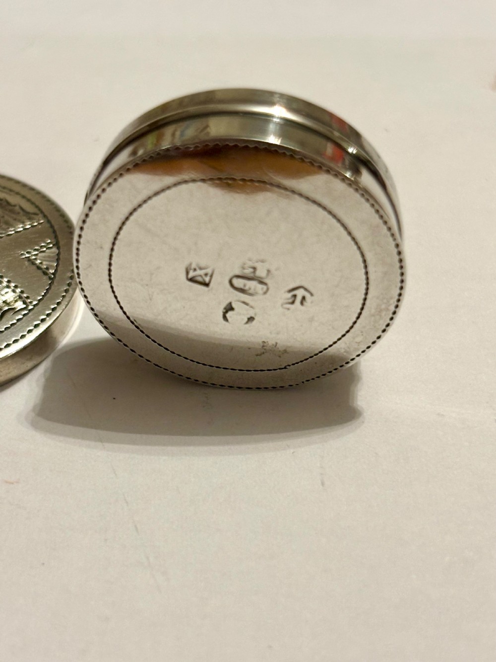 Antique George III Sterling Silver Patch Pill Box Birmingham 1795 Joseph Taylor View II