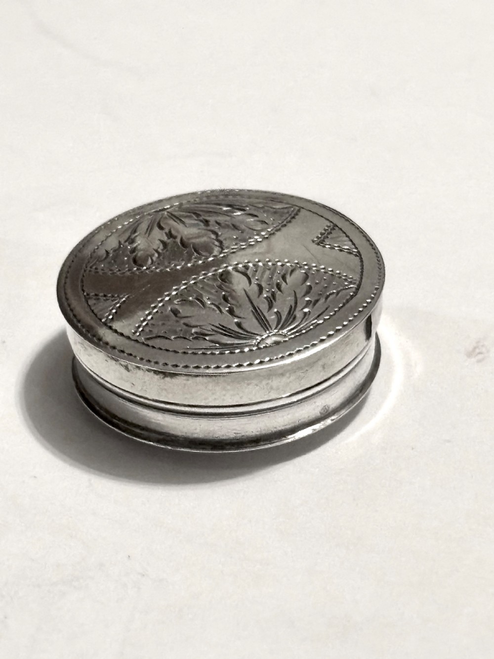 Antique George III Sterling Silver Patch Pill Box Birmingham 1795 Joseph Taylor View III