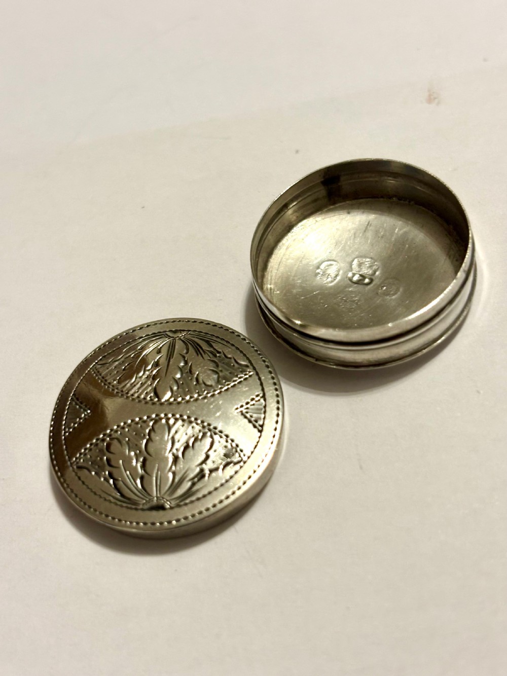 Antique George III Sterling Silver Patch Pill Box Birmingham 1795 Joseph Taylor View V