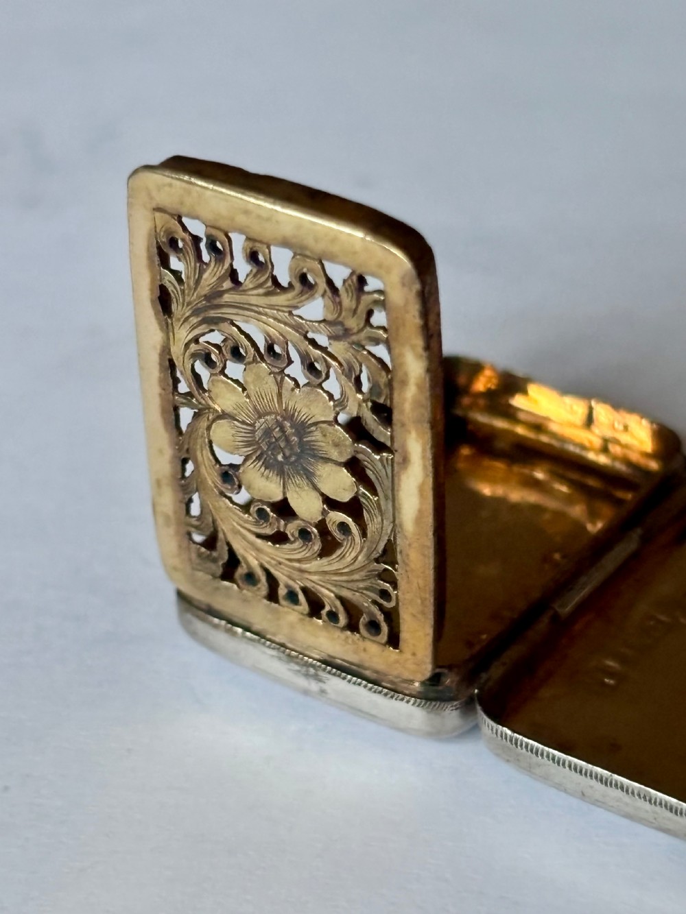 George III Silver Gilt Vinaigrette Birmingham 1819 Postans & Tye View X