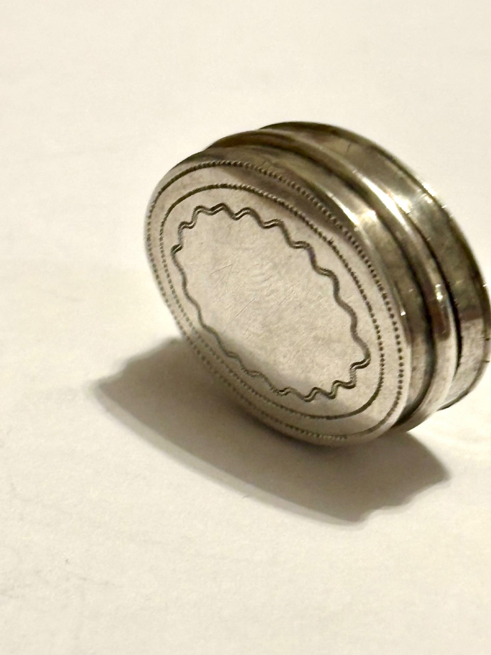 Antique George III Sterling Silver Patch Pill Box Birmingham 1793 Maker IB View II