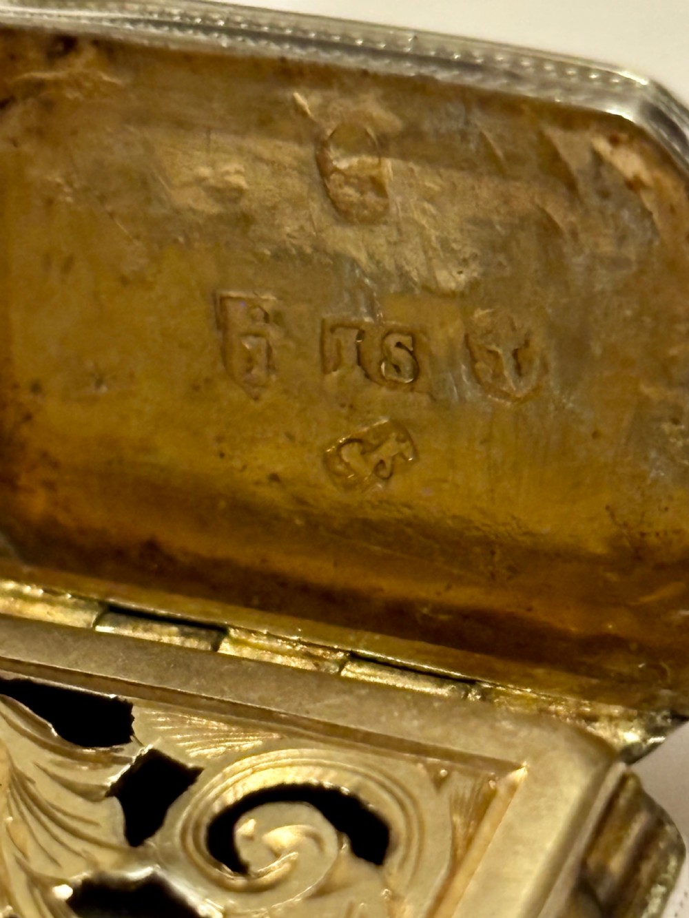 George III Silver Gilt Vinaigrette Birmingham 1806 John Shaw View V