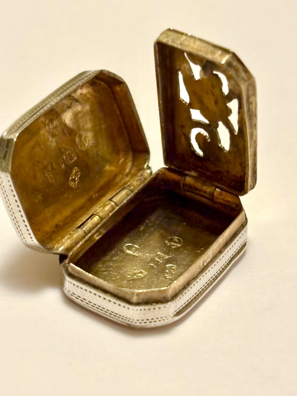 George III Silver Gilt Vinaigrette Birmingham 1806 John Shaw View VII
