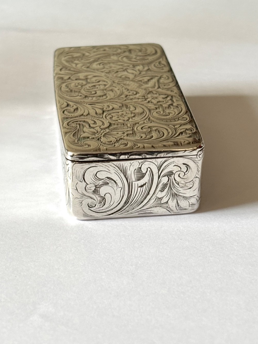 Early Victorian Silver Gilt Snuff Box AJ Norman London 1841 *Rare Maker* 103g View II