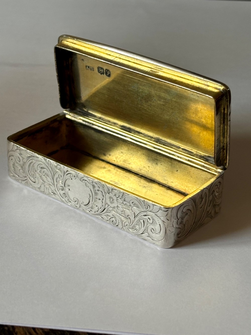 Early Victorian Silver Gilt Snuff Box AJ Norman London 1841 *Rare Maker* 103g View IX