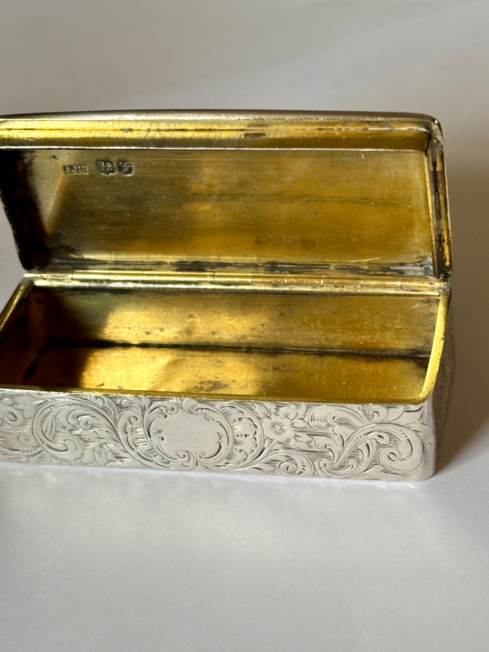 Early Victorian Silver Gilt Snuff Box AJ Norman London 1841 *Rare Maker* 103g View X