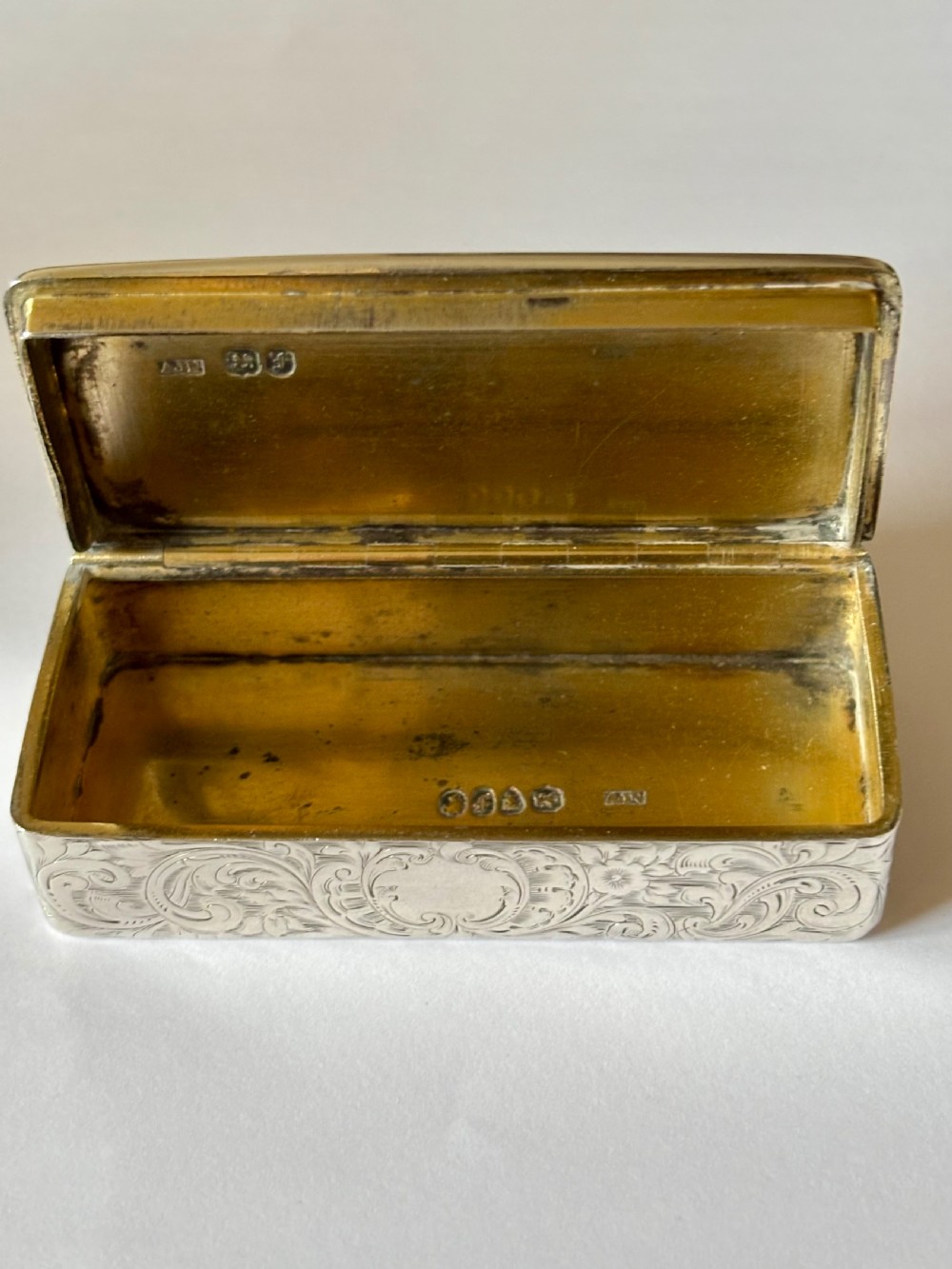 Early Victorian Silver Gilt Snuff Box AJ Norman London 1841 *Rare Maker* 103g View XIII