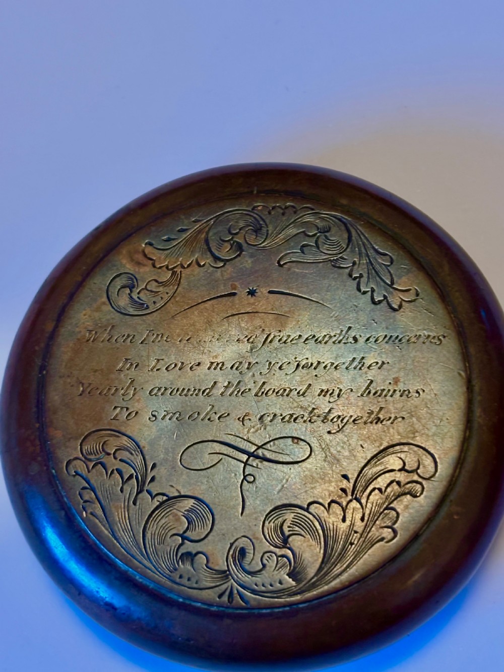 An Early Victorian Bronze Metal presentation table snuff box dated 1848 144g View IV