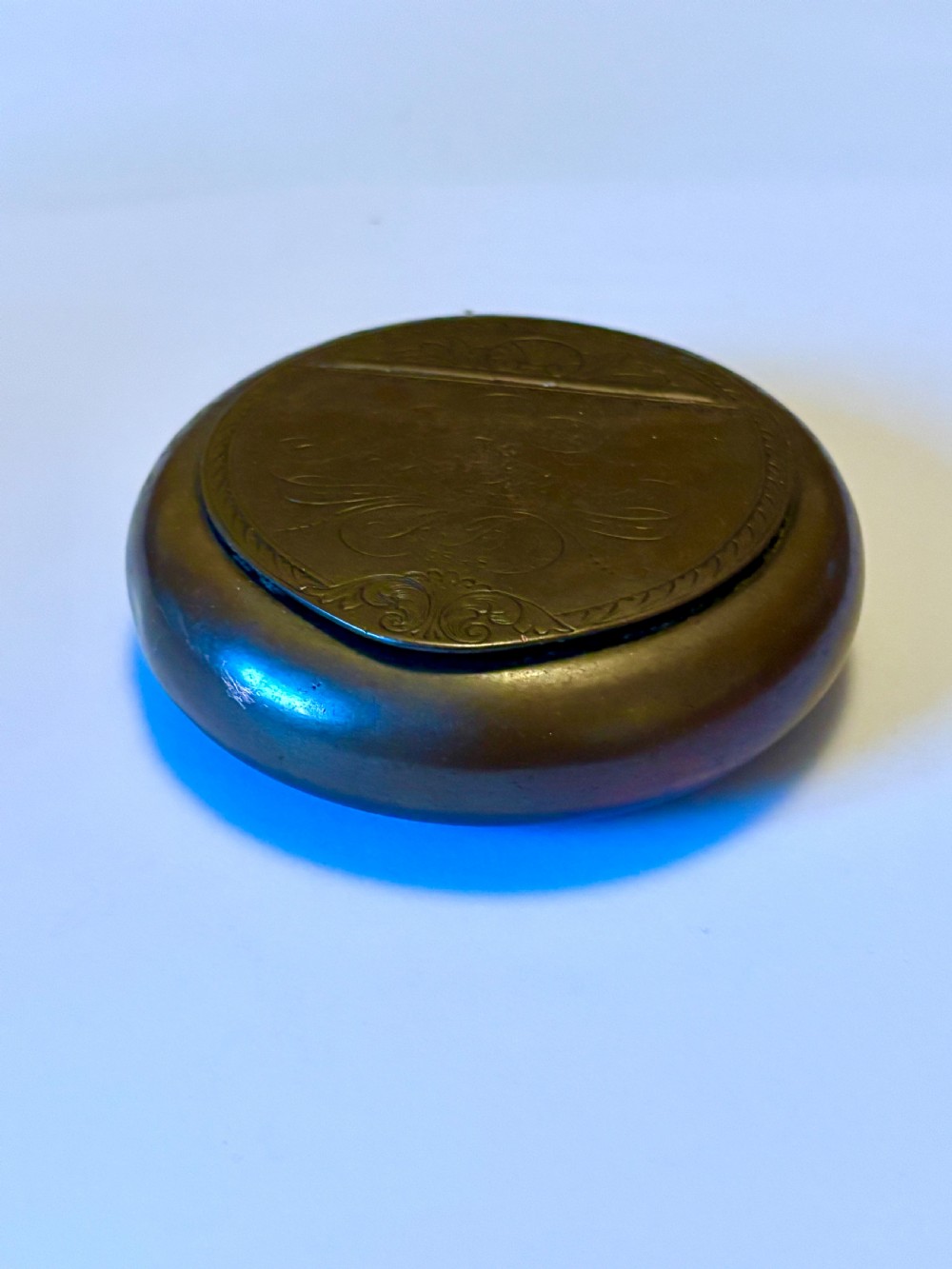 An Early Victorian Bronze Metal presentation table snuff box dated 1848 144g View V