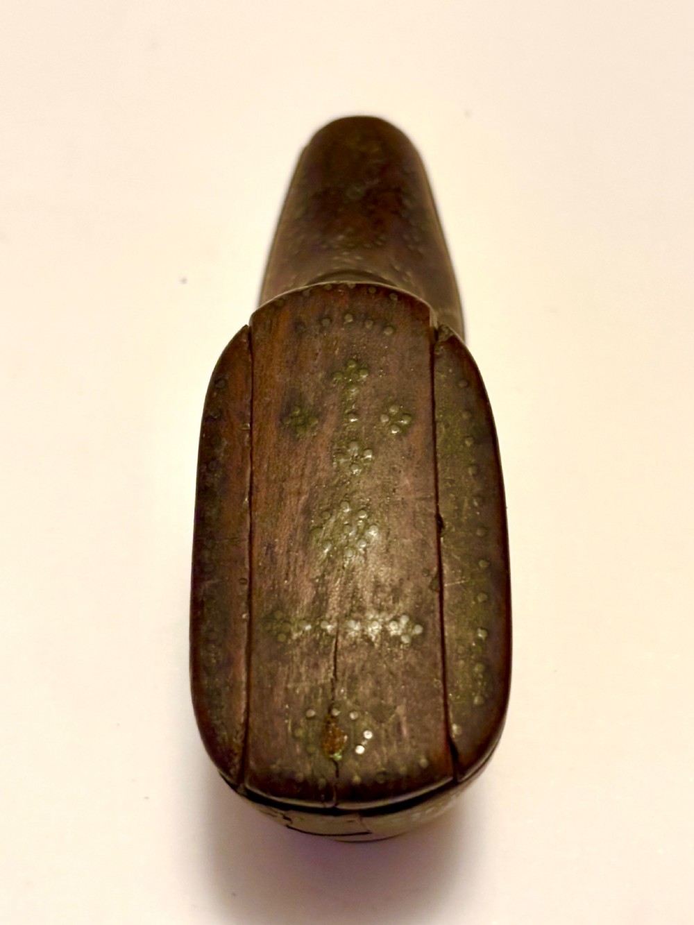 Antique 19th Century Mahogany & Pique Decoration Shoe Boot Snuff Box View VI