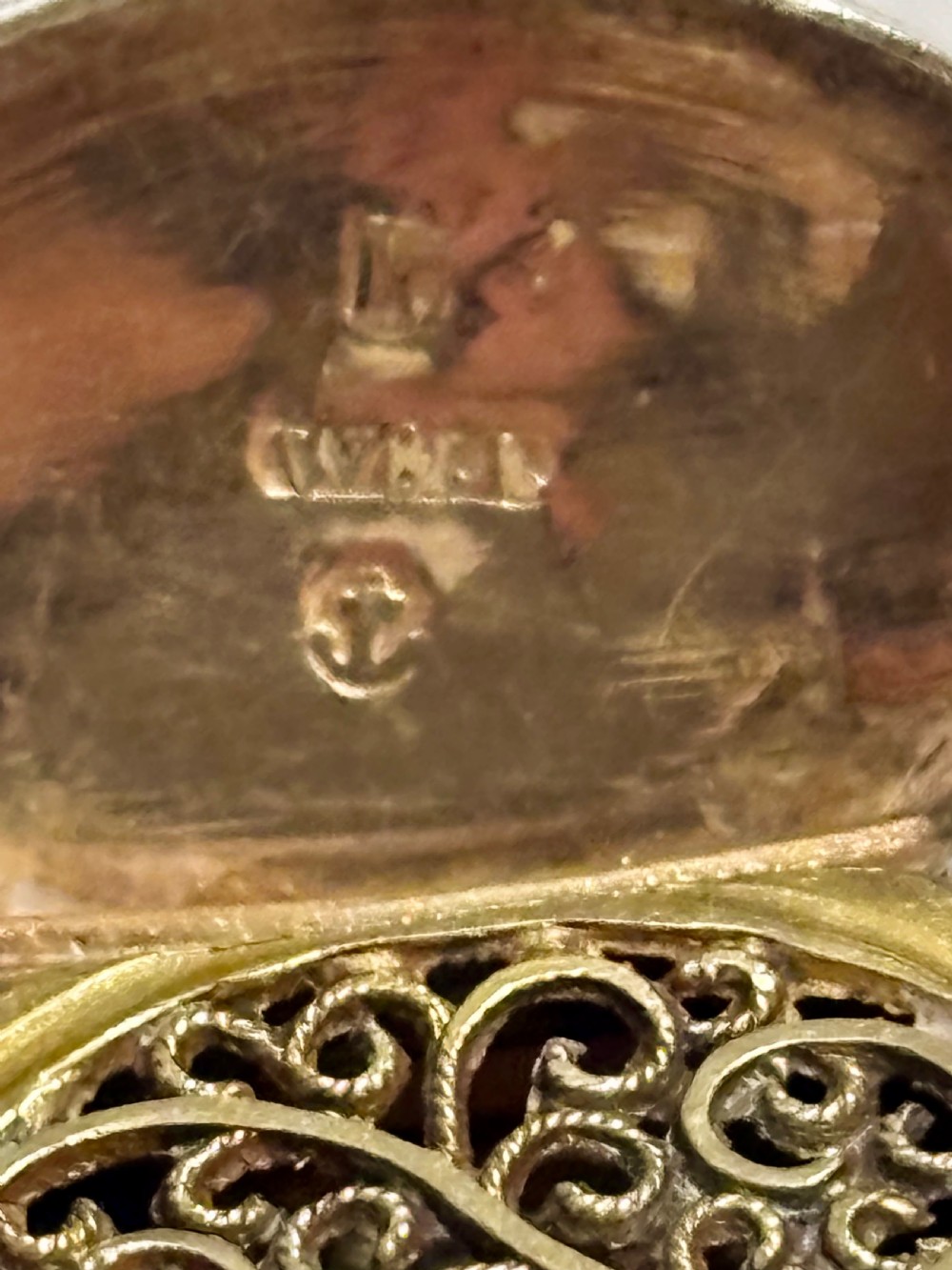 George III Curved Oval Silver Gilt Vinaigrette Birmingham 1808 Wardell & Kempson View IX