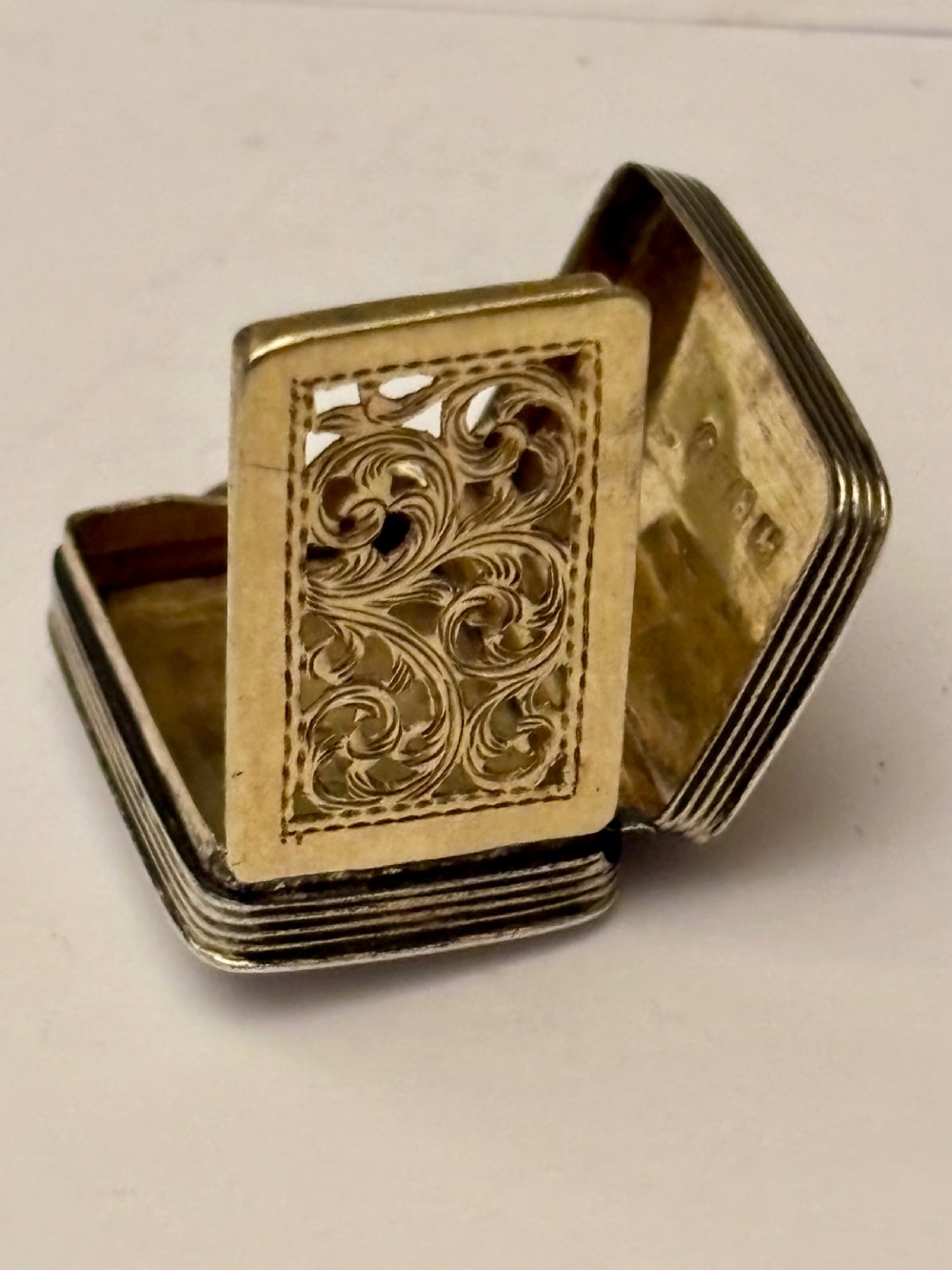 Silver Gilt Early Victorian Vinaigrette Birmingham 1840 William Simpson View X