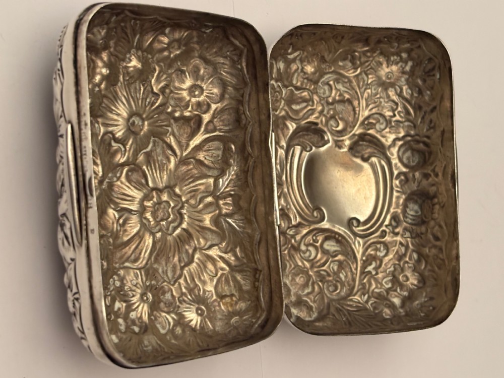 American Late 19th Century Sterling Silver Box GORHAM Relief Embossed Floral USA View XI