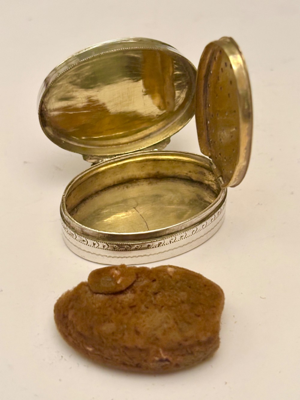 George III Large Oval Silver Gilt Vinaigrette Bham 1798 Ford & Slater *RARE*