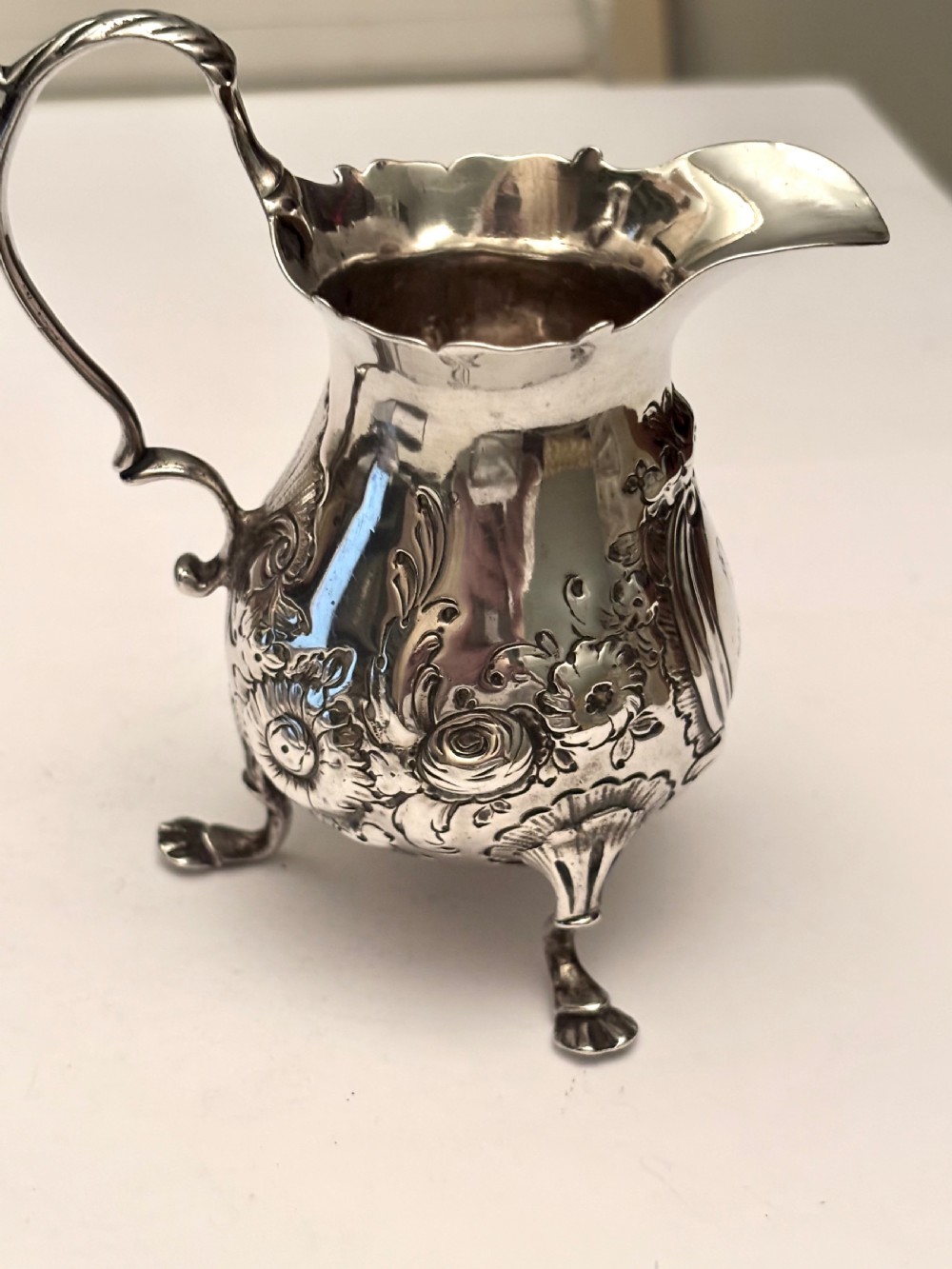 Antique George II Silver Cream Jug London 1748 William Robertson View II