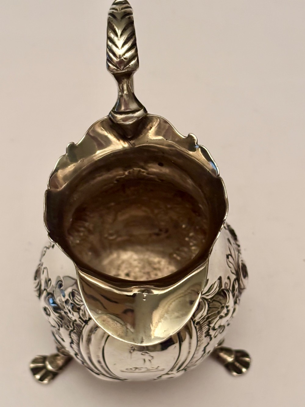 Antique George II Silver Cream Jug London 1748 William Robertson View III