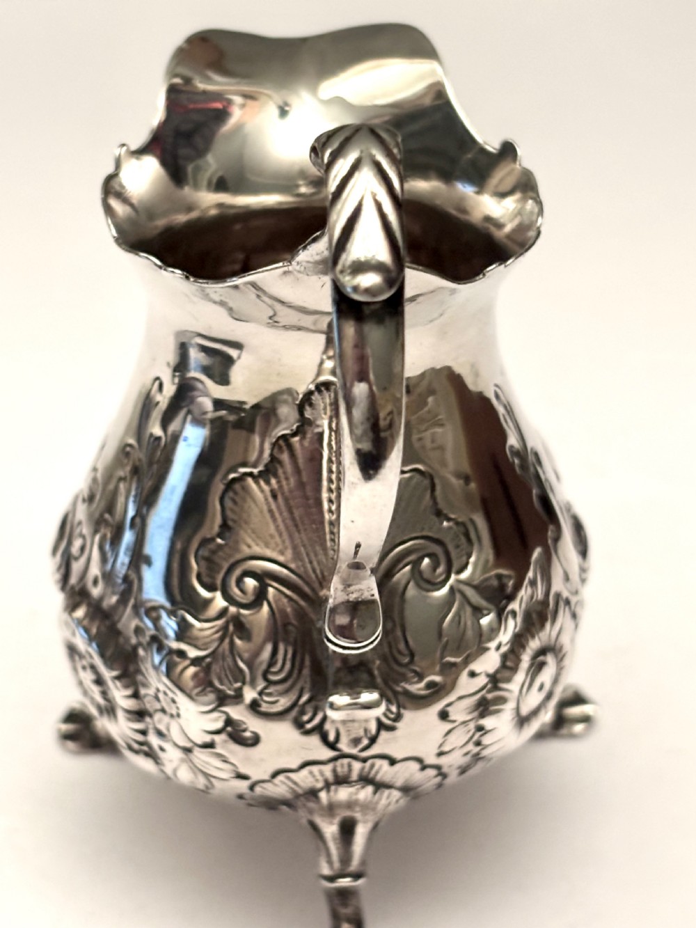 Antique George II Silver Cream Jug London 1748 William Robertson View VI